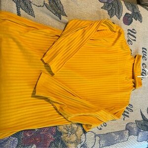 Mustard Yellow Ribbed Turtleneck Top